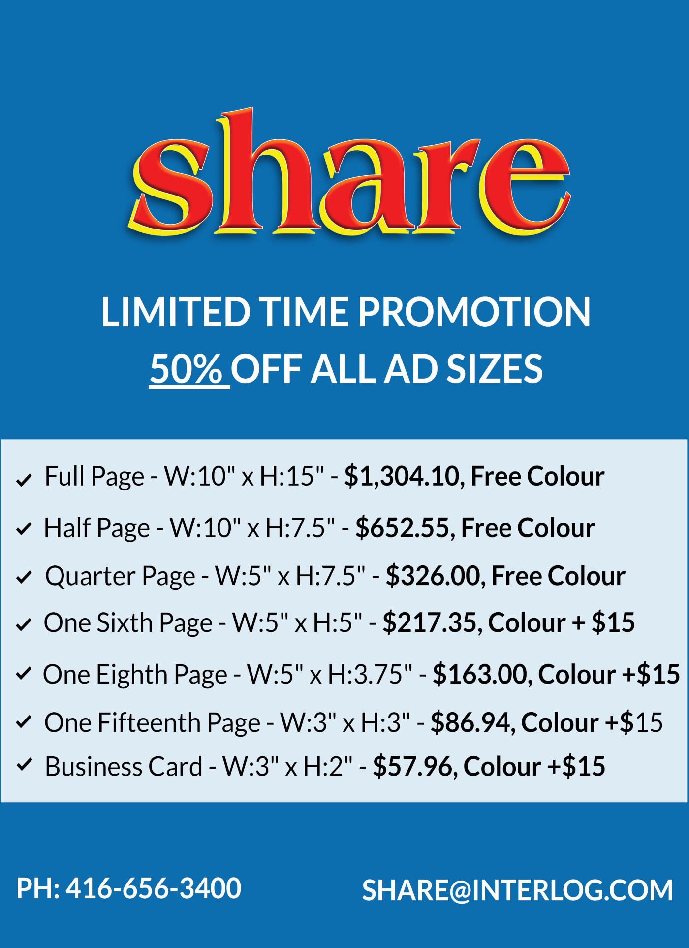 Share News Limited Time Promotions